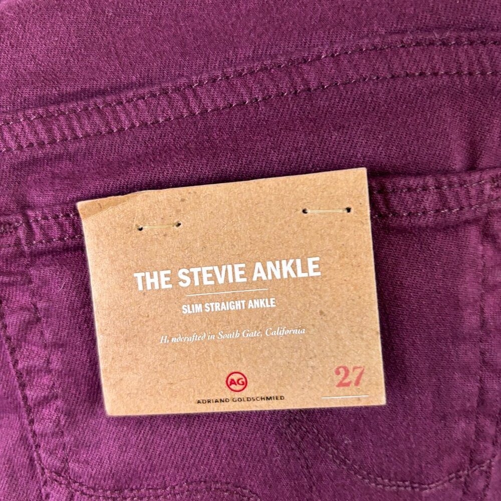 NEW AG Adriano Goldschmied Burgundy Slim Straight‎ The Stevie Ankle Size 27 - Picture 6 of 13